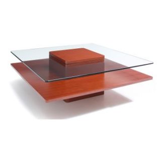 Jesper Pure Home Square Cherry Wood and Glass Coffee Table   Coffee Tables