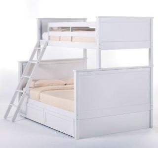 Schoolhouse Twin over Full Bunk Bed   White   Trundle Beds