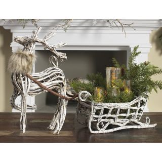 RAZ Imports 21 in. Glittered Sleigh and Reindeer   Decorative Accents