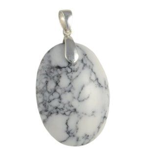 White Stone Pendant   Howlite Stone (2 Inches Long) "Beautifully Handcrafted in Thailand" Jewelry