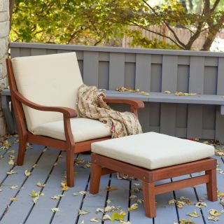 Belham Living Arbor Collection Wood Lounge Chair and Ottoman Set   Outdoor Lounge Chairs