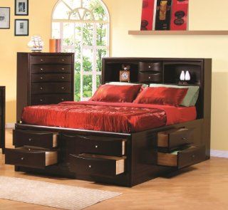 200409Q Phoenix Bookcase Queen Size Storage Bed in Rich Cappuccino   Bedroom Furniture Sets