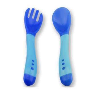 Fresh Beginning Intelligent Heat Spoon & Fork for Baby Heat Avoided Tableware Set of 2 Blue Kitchen & Dining