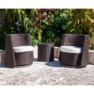 Source Outdoor Triumph All Weather Wicker Barrel Chair Conversation Set With End Table   Wicker Furniture
