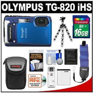 Olympus Tough TG 820 iHS Shock & Waterproof Digital Camera (Blue) with 16GB Card + Battery + Floating Strap + Case + Flex Tripod + Accessory Kit  Slr Digital Cameras  Camera & Photo