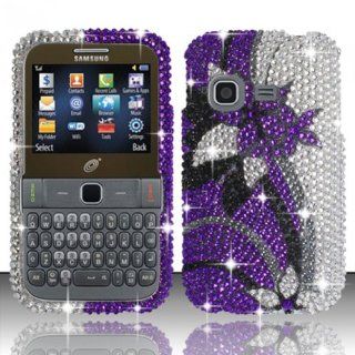 For Samsung S390g (StraightTalk/Net 10/Tracfone) Full Diamond Design Cover   Purple/Silver Vines FPD Cell Phones & Accessories