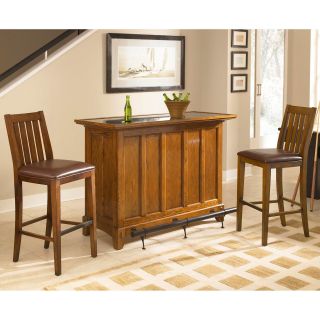 Home Styles Arts and Craft 3 piece Distressed Oak Bar & Stools Set   Home Bars