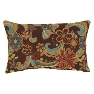 Floral Splash Chocolate Rectangular Throw Pillow   Decorative Pillows