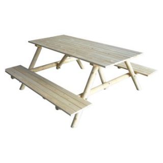 Traditional Wood Log Picnic Table   Picnic Tables
