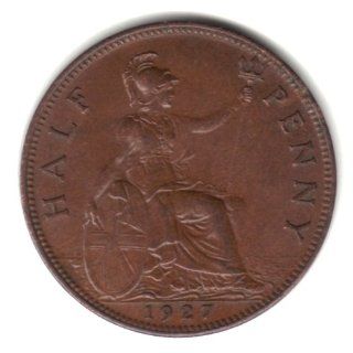 1927 UK Great Britain England Half Penny Coin KM#824 