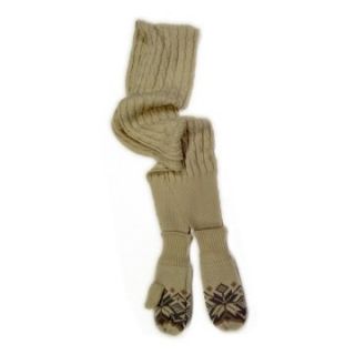 MUK LUKS Snowflake Cable Scarf with Mitten Ends   Winter White   Scarves and Neck Wraps