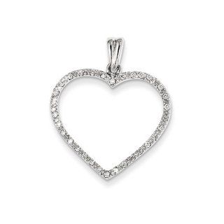 Vintage 1/4 Carat Diamond Outline Heart Pendant in 14 Karat White Gold Jewelry