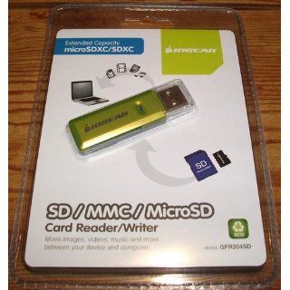 IOGEAR SD/MicroSD/MMC Card Reader/Writer GFR204SD (Green/Gray) Electronics