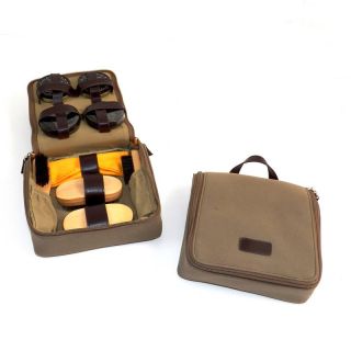 Bey Berk International Shoe Shine Kit in Ultra Suede/Leather Case   Mens Jewelry Boxes