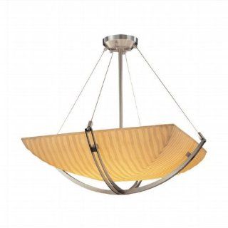 Porcelina Crossbar 31 inch Nickel & Faux Porcelain 6 Light Square Bowl Waterfall Pendant   Ceiling Pendant Fixtures