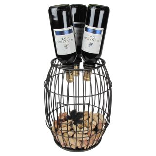 Metrotex Wine Barrel Style Bottle and Cork Holder   Wine Accessories