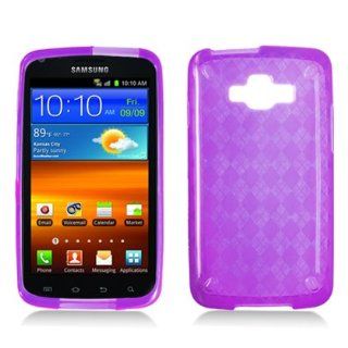 PURPLE PLAID TPU Argyle Soft Gel Skin Case Cover For Samsung Rugby Smart I847 (AT&T) Cell Phones & Accessories