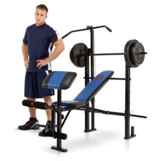 Marcy Classic Weight Bench with Lat and Arm Curl PLUS 120 lb. Weight Set   Home Gyms