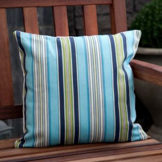 Getaway Stripe Ocean Solid Backed Outdoor Water Repellent Pillow   17 x 17 in.   Outdoor Pillows