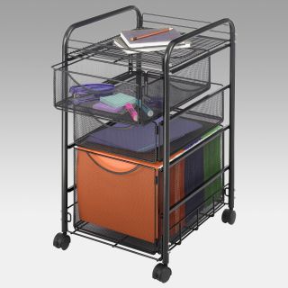 Onyx™ Mesh File Cart with 1 File Drawer and 2 Small Drawers   File Cabinets
