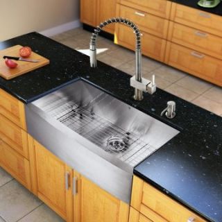 VIGO All in One VG15143 Single Basin Farmhouse Kitchen Sink Set   Kitchen Sinks