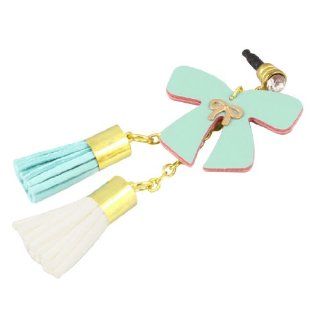 Light Green Bow Decor 3.5mm Ear Dust Cap Plug Strap for Cell Phone Cell Phones & Accessories