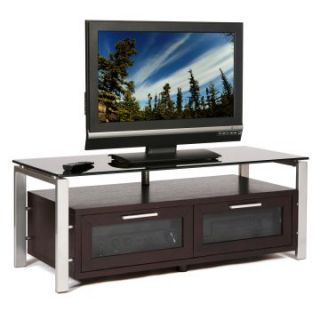 Plateau Decor 50 Inch TV Stand in Espresso/Black and Silver   TV Stands