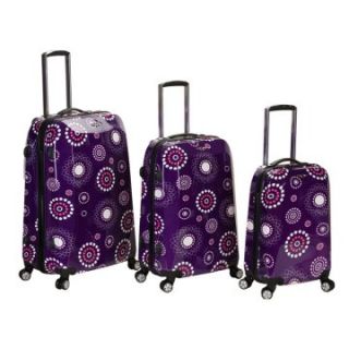 Rockland 3 Piece Vision Polycarbonate/ABS Luggage Set   Purple Pearl   Luggage Sets