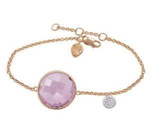 Meira T 14K Rose Gold 6.65ct Oval Round Purple Amethyst & Diamond Disc Bracelet Jewelry