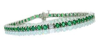 3.91ct Genuine Emerald Bracelet in 14Kt White Gold Tennis Bracelets Jewelry