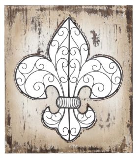 Wood and Metal Fleur Di Lis Wall Art   21W x 24H in.   Wall Sculptures and Panels