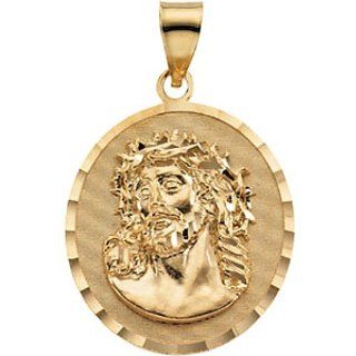 14K Yellow Gold Face of Jesus (Ecce Homo) Medal   25.00x23.00mm    LIFETIME WARRANTY Jewelry