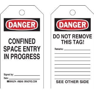 Brady 50282 5 3/4" Height x 3" Width, Economy Polyester (B 851), Black/Red on White Confined Space Tags (25 Tags) Industrial Lockout Tagout Tags