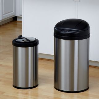 Nine Stars Combo Touchless Stainless Steel 10.5 and 3.2 Gallon Trash Can   Kitchen Trash Cans