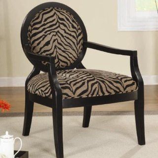 Animal Print Accent Chair with Exposed Wood Arms   Armchairs