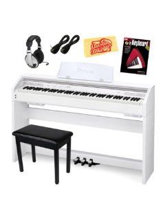 Casio Privia PX 750 88 Key Digital Piano Bundle with Bench, Headphones, Two 1/4 Inch Cables, and Instructional Book   White Musical Instruments