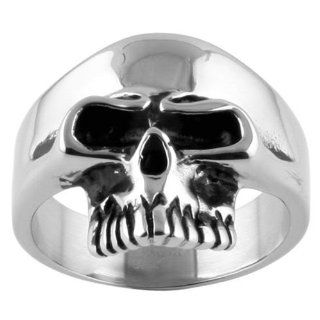 K Rock Keith Richards 316 Stainless Steel Rocker Half Skull Biker Ring Replica (in sizes 7 to 16) Jewelry