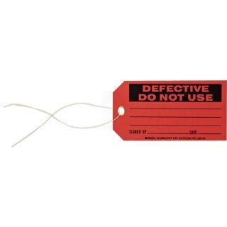 Brady 86750 5 3/4" Height, 3" Width, B 853 Cardstock, Black On Red Color Production Status Tag, Legend "Defective Do Not Use, Signed By/Date" (Pack Of 100) Industrial Warning Signs