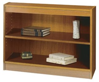 Safco 2 Shelf Square Edge Veneer Bookcase   Medium Oak   Bookcases