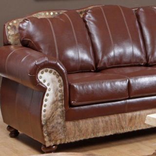 Chelsea Home 100% Top Grain Leather St. Thomas Brunett Saddle Me Up Sofa   Sofas