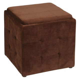 Ave Six DTR818 C12 Chocolate Velvet Detour Storage Cube Plus   Ottomans