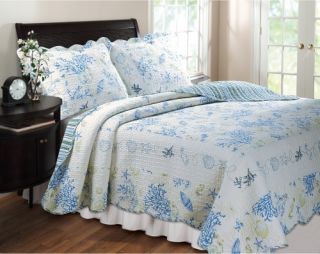 Greenland Home Fashions Coral   2 Piece Quilt Set   Blue   Quilts & Coverlets