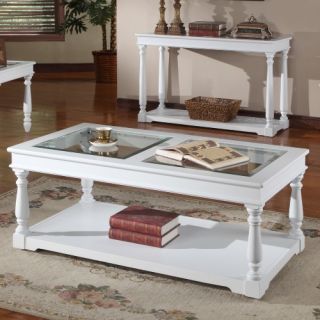 Parker House Alpine Rectangle Cottage White Wood Coffee Table with Casters   Coffee Tables