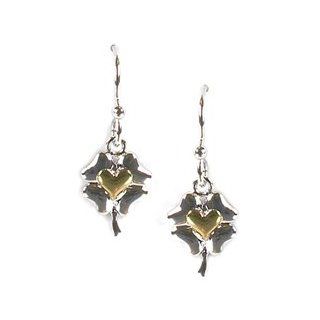 Jody Coyote Flourish Clover with Gold Heart Earrings E831 Jewelry