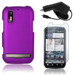 Motorola Photon 4G MB855   Purple Rubberized Hard Plastic Skin Case Cover + Car Charger + Clear Screen Protector [AccessoryOne Brand] Cell Phones & Accessories