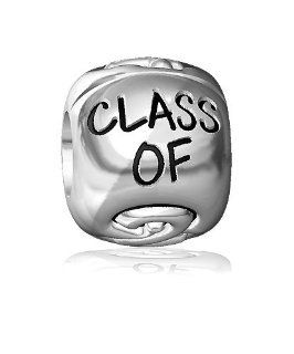 Class of 2014 Graduation Charm Bracelet Bead, Embossed, Solid Sterling Silver Sziro Jewelry Designs Jewelry