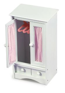 Badger Basket Pink Gingham Princess Doll Armoire   Baby Doll Furniture