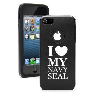 Apple iPhone 5 5S Black 5D2998 Aluminum & Silicone Case Cover I Love My Navy Seal Cell Phones & Accessories
