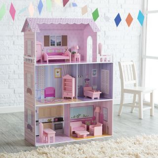 Teamson Kids Fancy Mansion Play House with Furniture   Toy Dollhouses