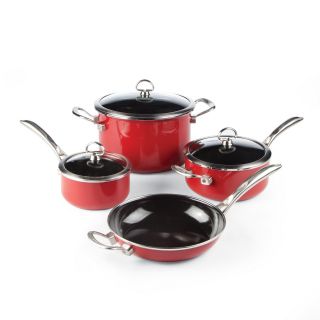 Chantal Copper Fusion 7 Piece Cookware Set   Red   Cookware Sets